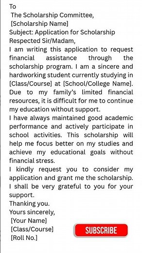Application for Scholarship | Scholarship Application | How to Write Scholarship Application🎓