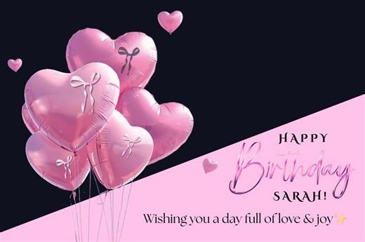 Editable Birthday Card Template | Pink Heart Balloon Birthday Card | Canva Template | Printable Birthday Card | Instant Download - Etsy UK