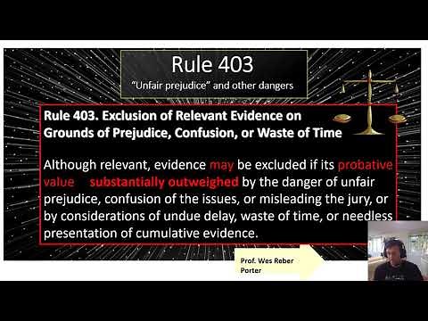 Federal Rules of Evidence (FRE) Rule 403: Unfair prejudice (and other dangers)
