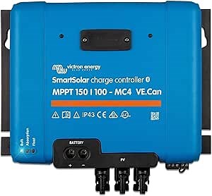 Victron Energy SmartSolar MPPT MC4 Compatible VE. Can Solar Charge Controller (Bluetooth) - Charge Controllers for Solar Panels - 150V, 100 amp, 12/24/36/48-Volt