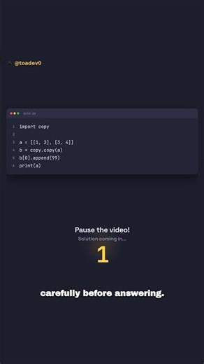 Python Quiz: Shallow Copy vs Deep Copy (Even Seniors Miss This) #python #coding #programming
