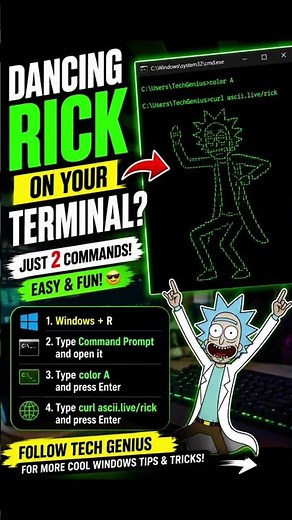 How to Get a Dancing Rick in CMD 😎 | Windows Terminal Trick #shorts #windows10 #tipsandtricks