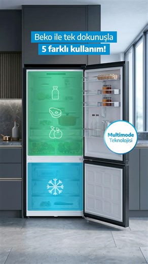 Beko Buzdolabının MultiMode Teknolojisi ile her ihtiyaca uyum sağlayan esnek kullanım deneyimi.
