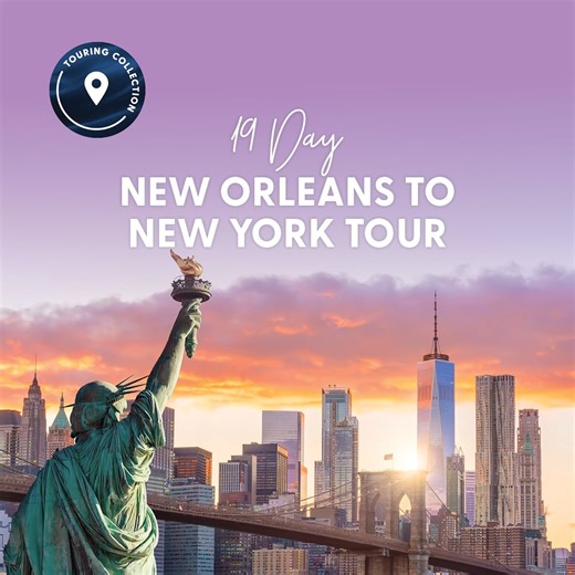 MY CRUISES TOURING COLLECTION | Secure your spot with a $499*pp low deposit and journey from New Orleans to New York. Enjoy hand-picked accommodation, guided sightseeing and a blend of music, food and history across America’s most iconic cities Your 19 Day Fly and Tour Holiday with $4700 in Bonus Savings includes: ✅ Return flights from Australia ✅ 18 Nights in hand-selected 3 star hotels ✅ Private deluxe coach and Cosmos tour leader ✅ Free time to explore New Orleans and the French Quarter ✅ Vis