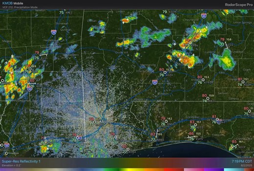 ☔️ 810pm Radar Update - The slow-moving showers and storms continue to be hit-or-miss tonight with many of you remaining dry this evening while some of you have received rain for 1 hours (especially across parts of southern Butler and Crenshaw Counties in Alabama). Minor flooding is possible where these storms meander over the same locations repeatedly this evening. | US National Weather Service Mobile Alabama