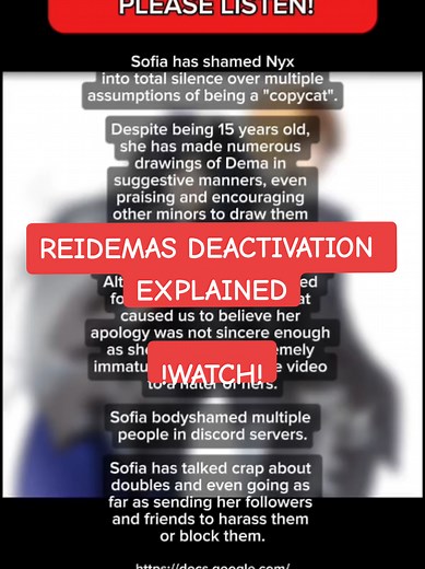 REIDEMAS SITUATION EXPLAINED https://docs.google.com/document/d/1wolVzOWwC8E5QFCwkmt3QxlDR7jsDwqJcxcZp0pQdyc/edit?usp=sharing #mobpsycho100 #mp100 #art #fyp #xyzbca Big thanks to @⊹ ࣪ ˖ 𝓡yu ♡s 𝓣eruki 🍬🔮. ™ and @🍂🥞 . . Nyx ™ for having the courage to write and speak up about this!