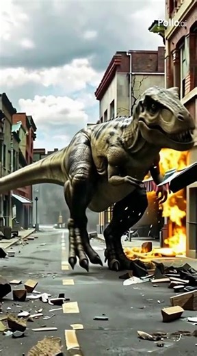 TOTAL DESTRUCTION – High-Speed Dinosaur #shorts #dinosaur #video #polloai