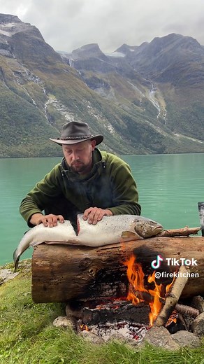 Outdoor Seafood Cooking: Big Fish, Big Knives! #ASMR #FireKitchen