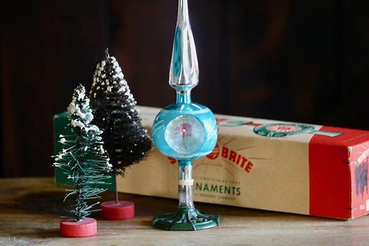 Mercury Glass Spire Tree Topper, Vintage Christmas Decor, Shiny Brite Blue Glass Spire With 3 Indents, Gift for Collector, Grannycore Kitsch - Etsy