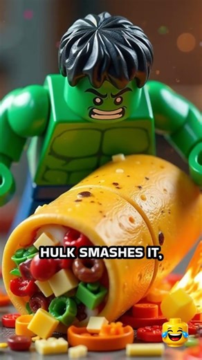 Hulk vs Giant Burrito! 🌯 LEGO Food Challenge #shorts