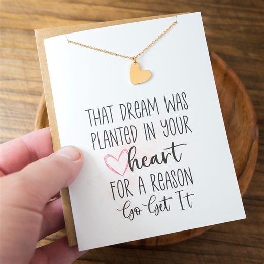 Graduation Necklace on Greeting Card – Personalized Monogram Heart Pendant – Senior Gift Jewelry for Class of 2026 Graduate - Etsy