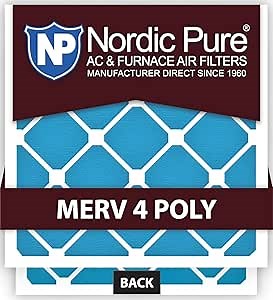 Nordic Pure 18x20x2M4Poly-3 Quantity 3 MERV 4 Poly TA Disposable Air Filter