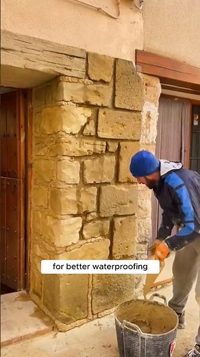 🧱 Faux Stone Walls: The Cement Transformation 🪄 #DIYHomeImprovement