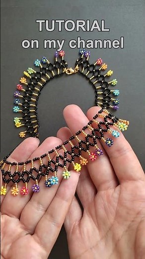 DIY floral beaded necklace, tutorial on my channel