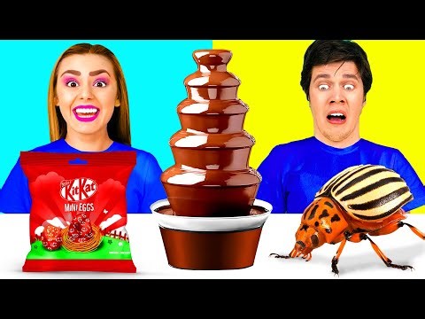 Chocolate Fountain Fondue Challenge | Funny Food Situations by Ideas4Fun Challenge