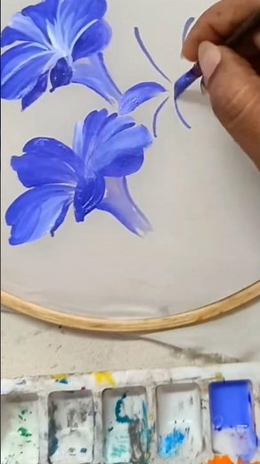 Amazing blue flowers painting#shortvideo#youtubeshorts#