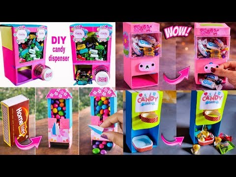 4 Different Handmade Chocolate Dispensers | how to make candy vending machine | school project craft