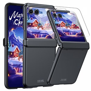 Oupeigar for Motorola Razr 50 Ultra With Hinge Protection,Screen Protector,Full-Body Rugged Anti-Scratch Shockproof Case,Christmas Gift-Black
