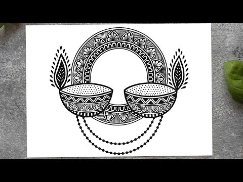 Diwali Diya Mandala Art | Easy Diya Drawing for Beginners | Simple Mandala Design Step by Step