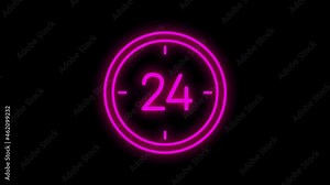 Simple of time related motion neon line icon. Contains such Icons as timer, speed, alarm, restore, time management, calendar and more. Motion graphic.