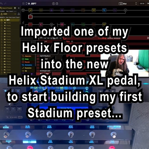 Ron 'Bumblefoot' Thal on Instagram: "Added my first preset to @official_line6 Helix Stadium XL (imported Helix Floor preset...) 🤘😁🎸🎸🤘"