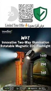 1400 Lumens Dual Beam LED Flashlight: 160H Runtime & Type C Rechargeable Work Light 🔌🔋