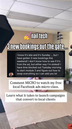 Here's what I'd do if I was still boosting posts for my local business, hoping they convert to new local clients. A lot of local business owners are trying all the “standard social media advice” ✔️ Boost posts - which results in more views and likes but not actually new bookings. ✔️ Post consistently—which feels impossible sometimes because it is (this plan just doesn’t work for local business owners who wear all the hats already) ✔️ Pouring time into content that doesn’t seem to move the needle