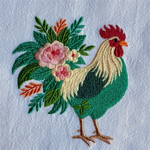 Rooster Embroidery Design Floral Farmhouse Kitchen 4x4 5x7 Files - Etsy