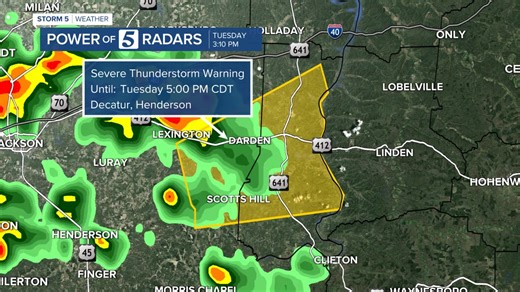 SEVERE THUNDERSTORM WARNING: Henderson, Decatur Click here for our interactive radar on our website: https://www.newschannel5.com/weather Stay with @newschannel5 for the latest. #Storm5Weather #NC5 | NC5_LelanStatom