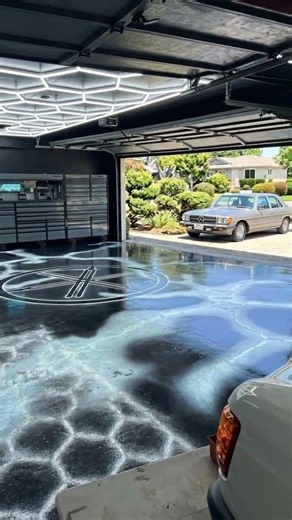 Garage Floor Before & After — ColorWave Water-Based Concrete Stain Steel Gray, Black & White