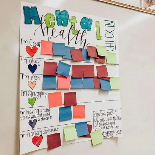 Clever teacher's mental health check-in chart inspires educators to create their own