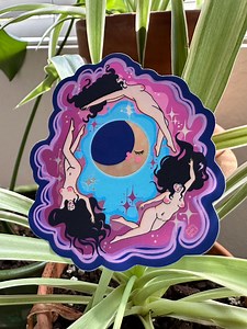 WITCHES IN FLIGHT - Coven Moon Sticker, Witches Flying Halloween Decal, Waterproof Gothic Art Matte Metallic Sticker - Etsy