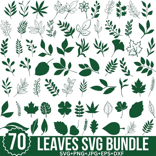 Leaves Svg Bundle, Wreath Leaf Svg, Hand Drawn Leaves Svg, Plant Svg, Paper Leaves, Leaf Clipart, Leaf Templates, Cut Cricut, Silhouette - Etsy