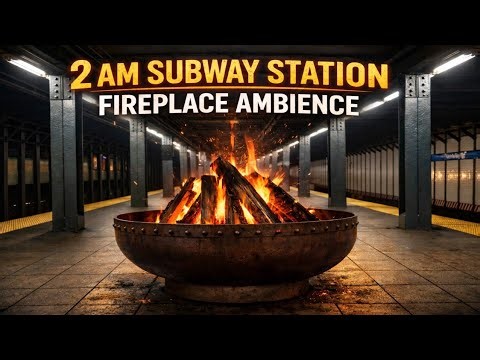 🔥 2 AM Subway Station Fireplace 🔥 Cozy Fire Ambience for Sleep & Study