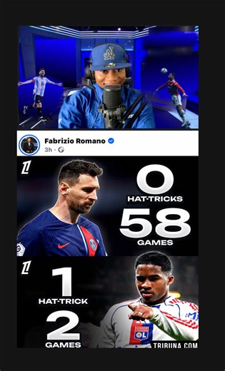 What happens to @Fabrizio Romano on facebook?? Bro Fabrizio is cooking Messi right now 😁😁 “Fabrizio Romano on facebook “ Number of matches needed to score a Ligue 1 hat trick: • Edinson Cavani: 63 • Karim Benzema: 47 • Kylian Mbappé: 28 • Neymar: 15 • Zlatan Ibrahimovic: 14 • Lionel Messi: N/A • Endrick: 2 Ladies & gentlemen, Endrick has arrived! 😃😀😆😃 so Messi had zero hat trick in the league 1 after spending 2 years 😄😄😆😀😃 what a goat #footballtiktok #huncho_baby #fyp #messi #fabrizio