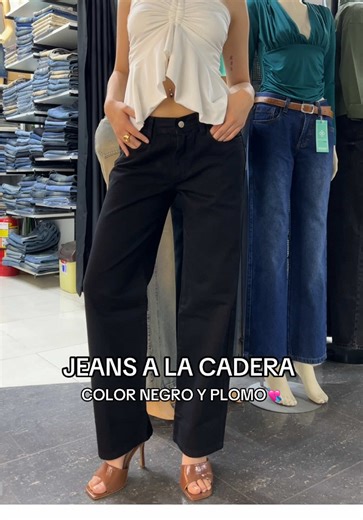 Jeans a la cadera en colores negro y plomo en Gamarra