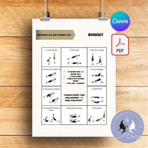 Full Body Bodyweight Workout Plan | Home Fitness (digital Download) - Etsy