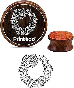 Printtoo Aztec Maya Dragon Pattern Square Wooden Rubber Stamp Scrap-Booking-2 Inch