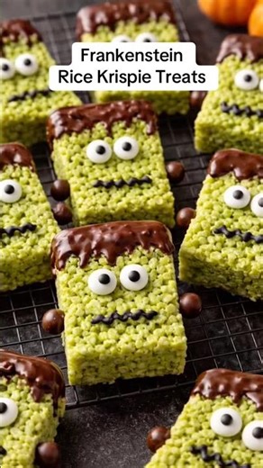 Frankenstein Rice Krispie Treats | Easy Halloween Dessert 🎃