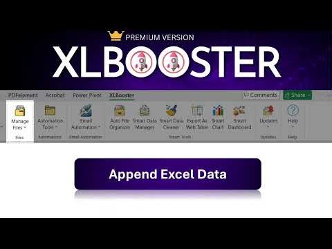 7.2 How to use the 'Append Excel Data' feature under the Manage Files menu in XLBooster 🚀