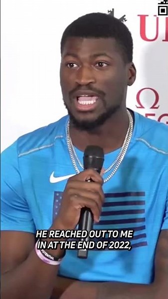 Cordell Tinch gave a brief rundown of his track and field journey during today's Zurich DL Presser