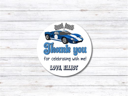 Race Car Theme Birthday Stickers, Personalized Birthday Sticker, Thank You Birthday Stickers, Treat Bag Party Party Favor Stickers - Etsy