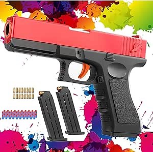 Foam Blaster Toy Gun with Jump Mag, Shooting with Foam Bullets, is a Toy to Exercise Children's Physical Coordination, Fun Outdoor Activity, Kids Gifts (Red)