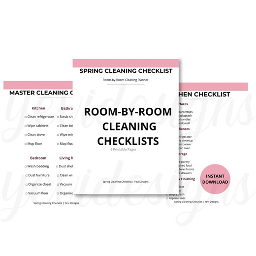 Spring Cleaning Checklist Printable | Room by Room Cleaning Planner | Home Organization | Minimal List PDF | - Etsy