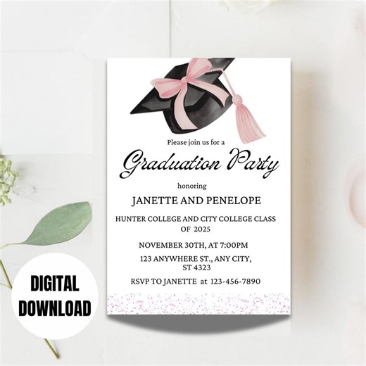 Modern Graduation Invitation Template | Editable Canva Invite | Printable Grad Party Card | Instant Download - Etsy
