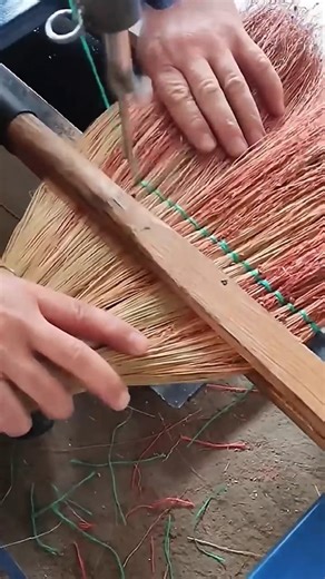 Making a Traditional Straw Broom by Hand.