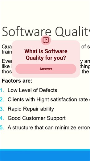 Factors of Software Quality | SQA | #qa #qualityassurance