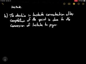 Blood Lactate Levels during Vigorous Exercise The concentrations of lactate in blood plasma before, during, and after a 400 m sprint are shown in the graph. (a) What causes the rapid rise in lactate concentration? (b) What causes the decline in lactate concentration after completion of the sprint? Why does the decline occur more slowly than the increase? (c) Why is the concentration of lactate not zero during the resting state? | Numerade