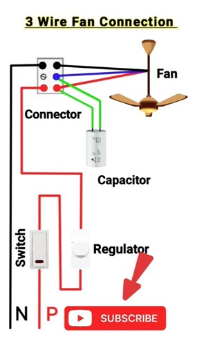 3 wire fan connection diagram ✓ #viral #shorts