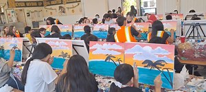 Mayfair Elementary 5th-6th grade painting the Sunrise Paradise | The Artist In Me | Facebook